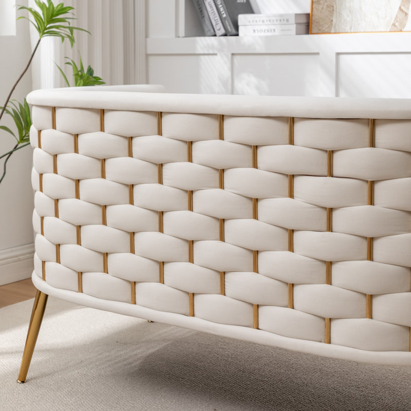 Cristen Upholstered Velvet Loveseat, Beige