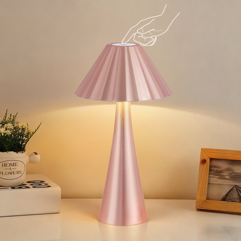 Lampe de table rechargeable en fer forgé avec gradation continue et charge USB-C, Rose
