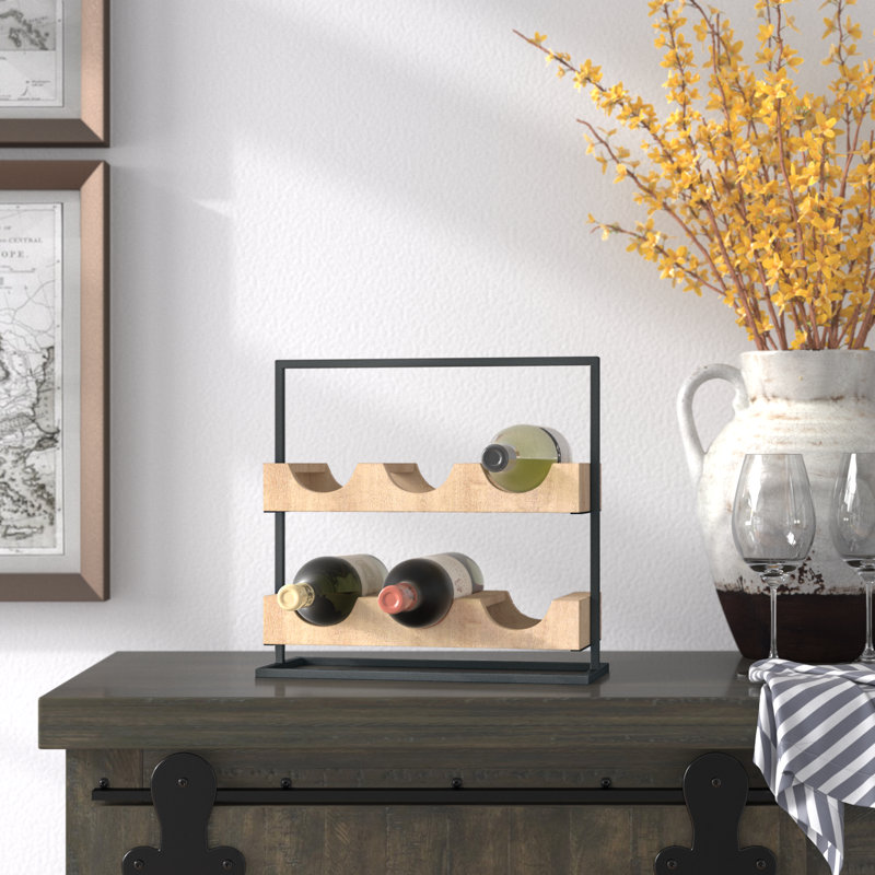 Kepner Tabletop Wine Bottle Rack in Natural/Black