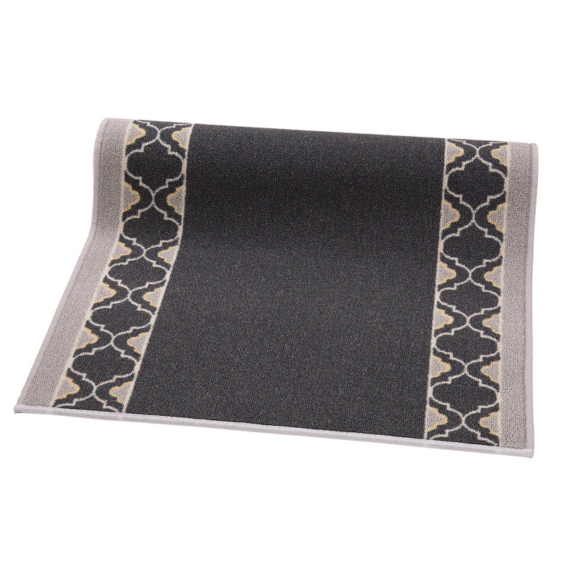 Indoor / Outdoor Striped Design Black Light Weight Low Pile Slip Resistant Rugs for Commercial, Residential Hallway