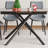 59-Inch Modern Rectangle Expandable Dining Table With Retractable Leaf, Black Sandblasted Glass Top & Carbon Steel X-Base, Sturdy 4-6 Person Table For Small Spaces