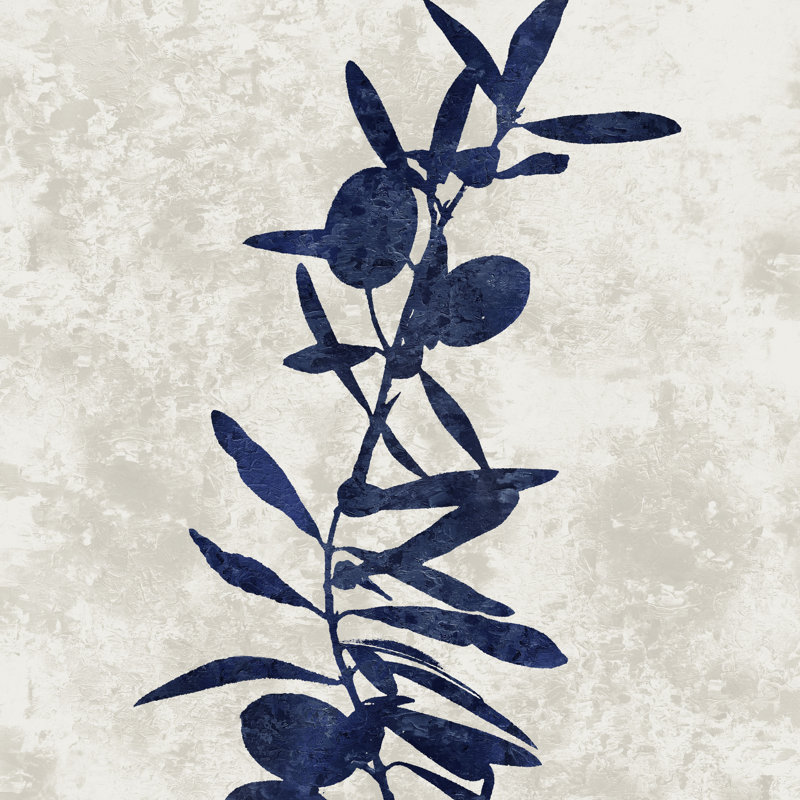Navy And Tan Floral 4 by Danielle Carson - Wrapped Canvas Print, 30cm H x 30cm W