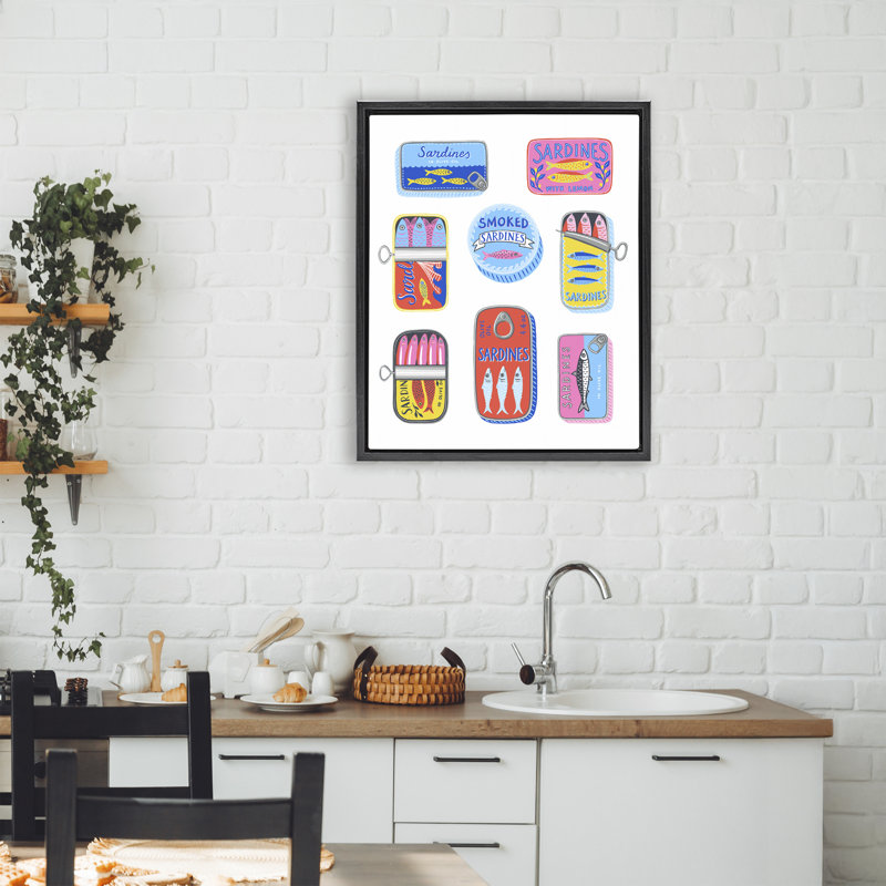 Cadre flottant lumineux et pastel en sardine, design par Bex Morley Design, H 21 po x l 17 po, Cadre flottant noir de jais