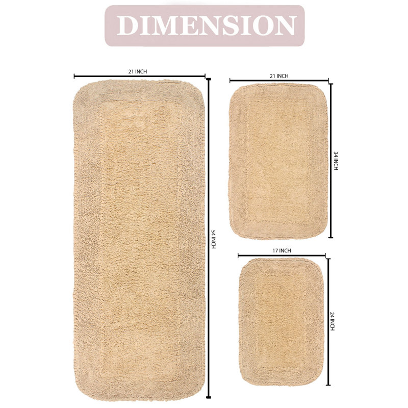Ensemble de tapis pour salle de bain 3 pièces Aceyon, Lin