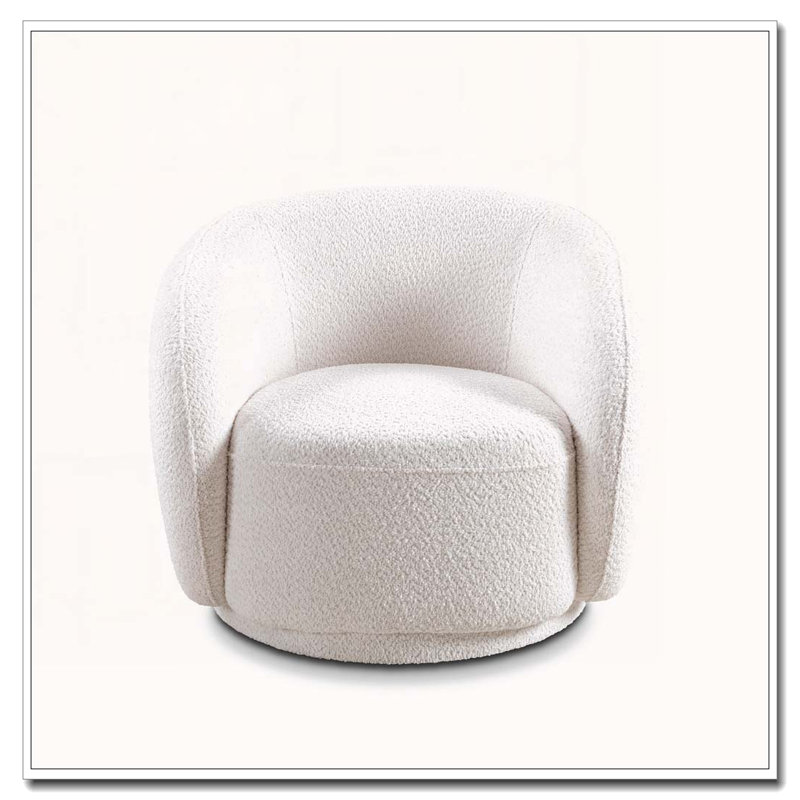 Fauteuil d'appoint pivotant rembourré Boucle, Blanc