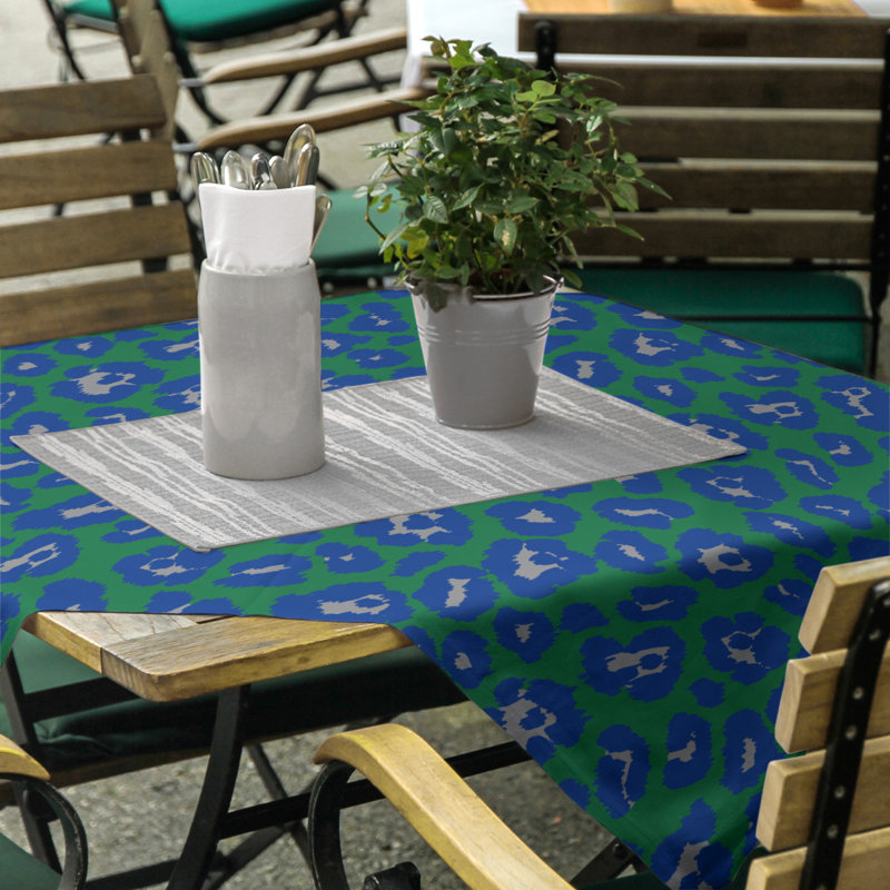 Animal Print Cotton Blend Tablecloth, 58'' x 58'', Green