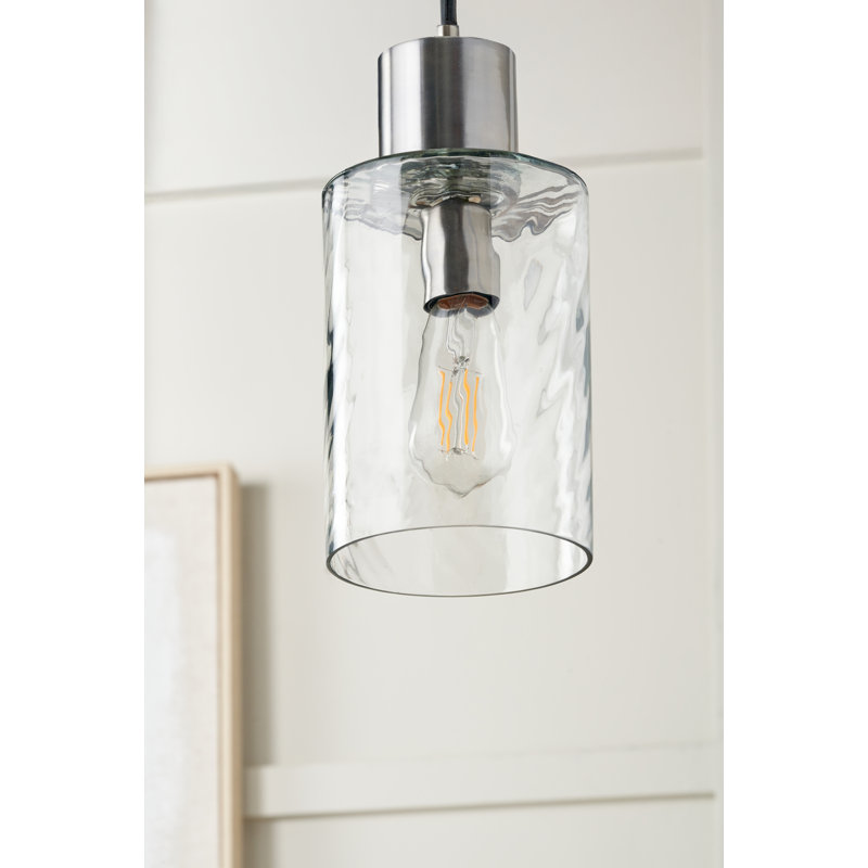 1 - Light Cylinder Pendant, Brushed Nickel