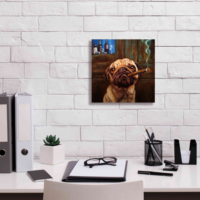 «Uptown Pug» par Lucia Heffernan - impression sur toile tendue, H 12 po x l 12 po