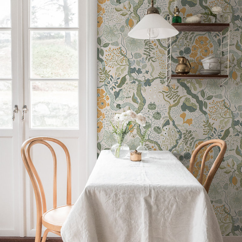 Cahterine 10.05m x 53cm Wallpaper Roll, White/Orange