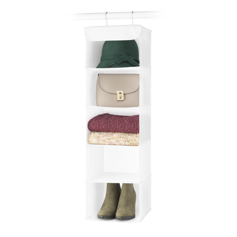 Tablettes suspendues - 5 sections - Organisateur de garde-robe, Blanc / Blanc