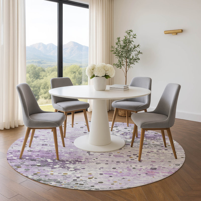 Premium Machine Washable Ansley Abstract Rug, Round 8'