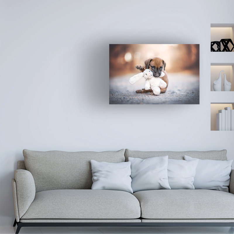 Art sur toile avec un chiot Natalie Grosse, H 12 po x l 19 po