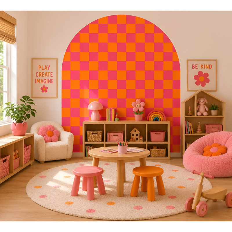 Adhésif décoratif 66 po de largeur, orange vif et orange vif, 78 po de hauteur, 66" W x 78" H