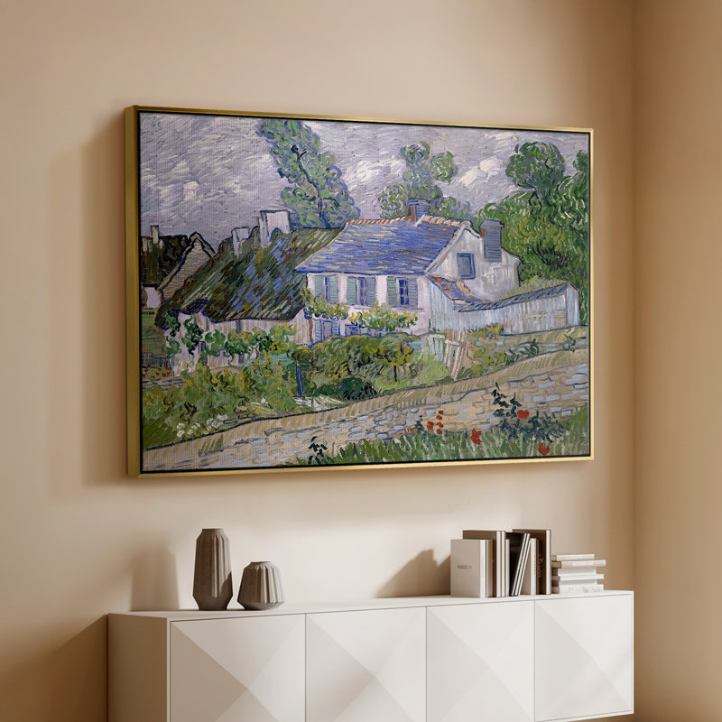 Maisons dans Auvers, 1890 - Vincent van Gogh, toile tendue avec châssis, 26 x 40, Doré