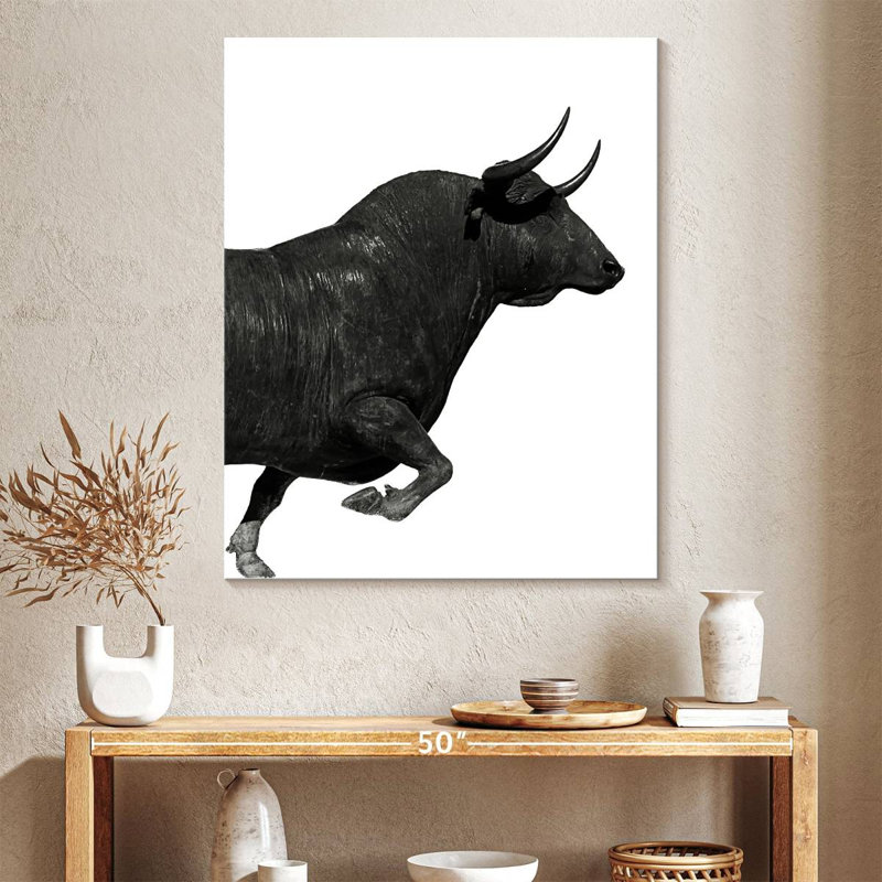 «Charging Black Bull» sur toile, H 40 po x l 32 po x P 1,25 po