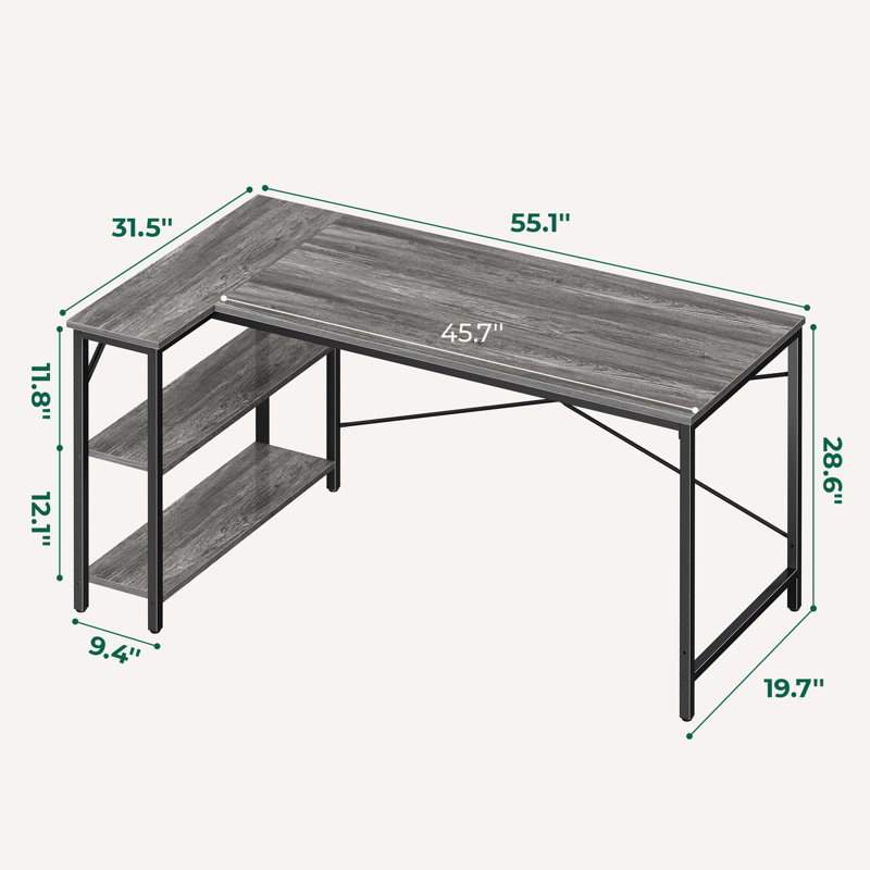 Bureau en L, Gris / Noir