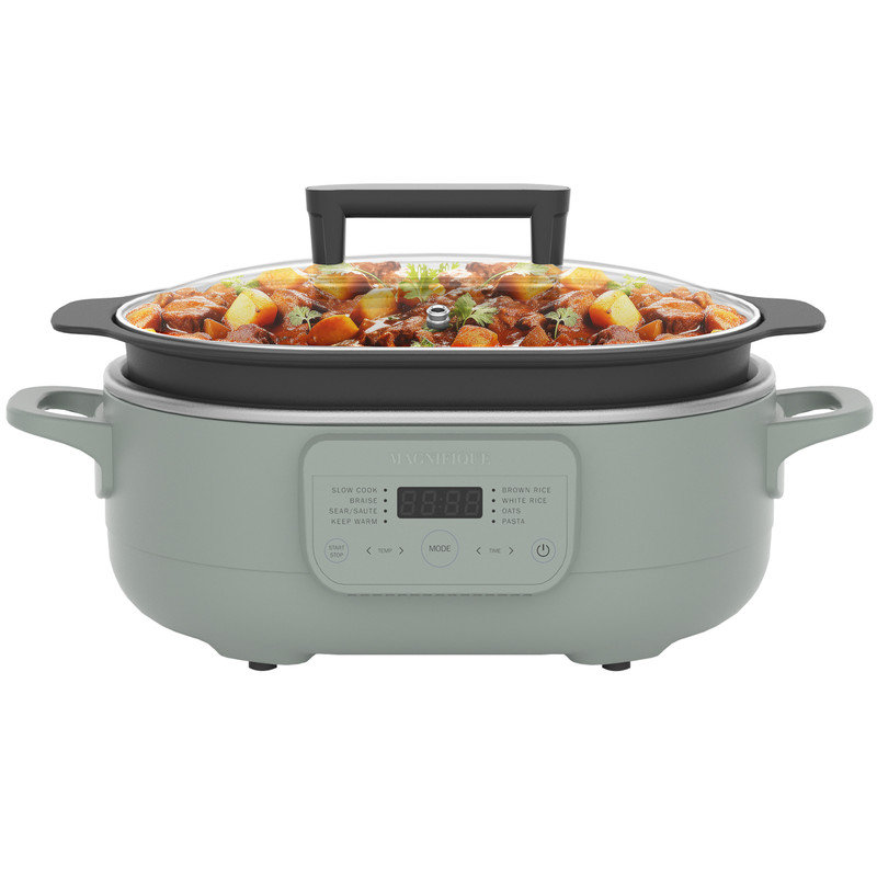 MAGNIFIQUE 6 Quart Multi-Cooker with 8-in-1 Programmable Slow Cooker, Green