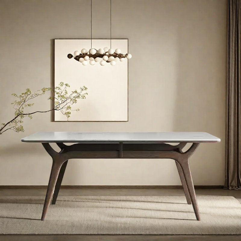 Table de salle à manger en bois de frêne mat couleur noyer, H 29,52 po x L 70,86 po x l 35,43 po