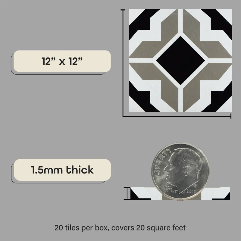 Carreau de vinyle de luxe 12 po x 12 po x 1,5 mm