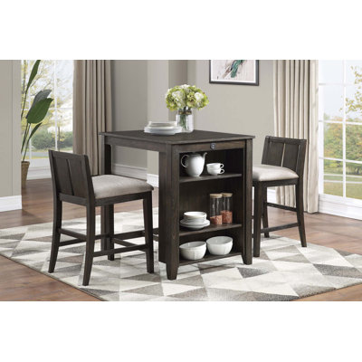 Ensemble de 3 tables à hauteur de comptoir avec tablettes USB