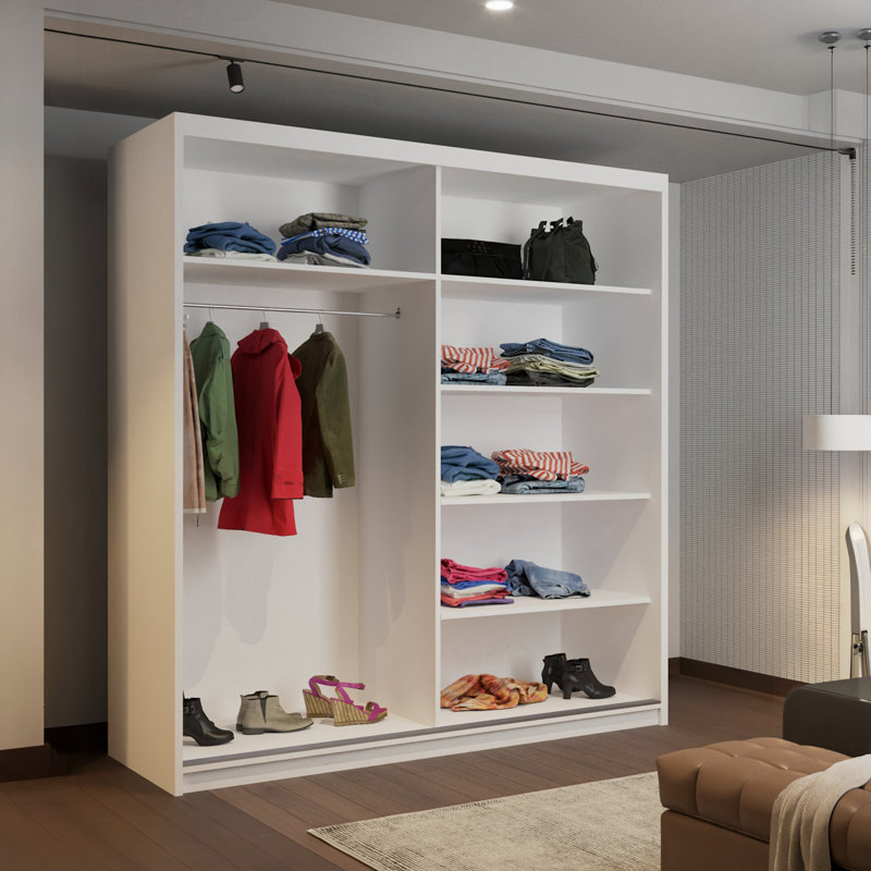 Calvero 2 Door Wardrobe, 200cm H x 180cm W x 62cm D, White