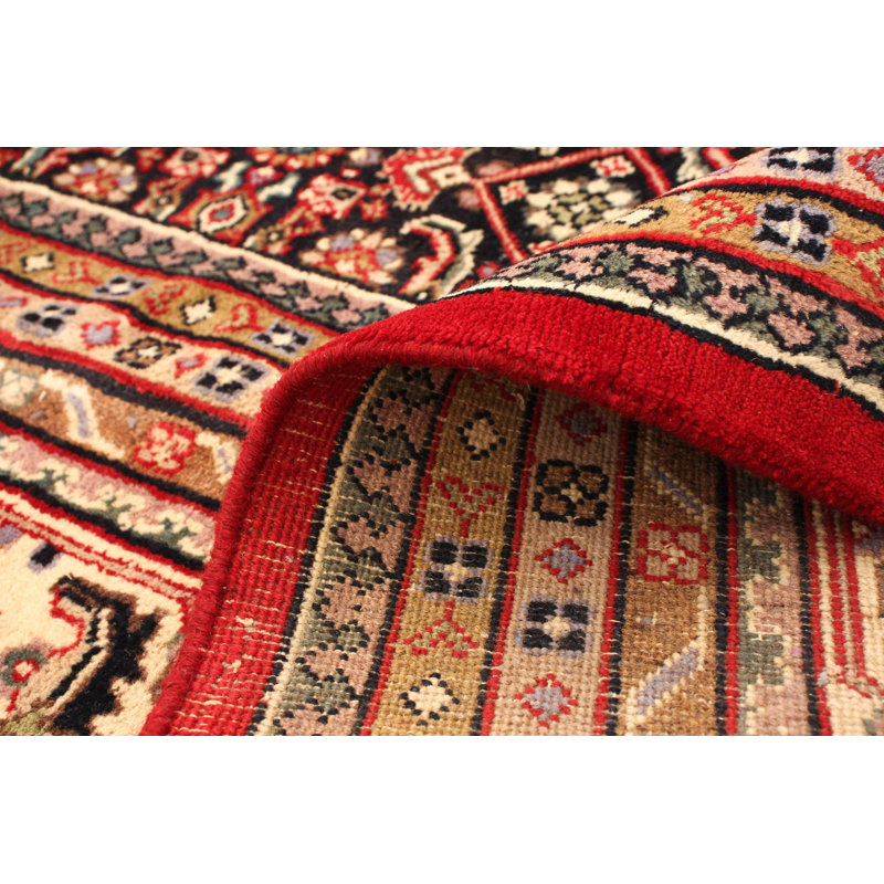 Tapis décoratif en laine rouge de conception unique noué à la main des années 1980 9 pi 7 po X 12 pi 10 po