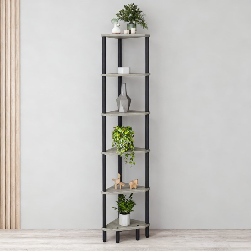 6-Tier Tall Corner Shelf For Home Storage, Narrow Display Bookshelf And Plant Stand, Modern Space-Saving Design For Living Room, Bedroom, Bathroom