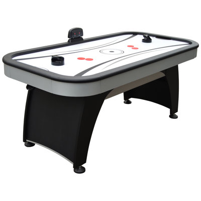 Table de hockey sur air Hathaway Silverstreak 1,83 m pour salle de jeux à domicile - Avec affichage DEL du score, souffleur haute performance, surface résistante aux égratignures, palets et poussoirs - Finition noire