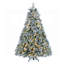 Arbre de Noël enneigé 4 pi avec aiguilles de pin et feuilles d'eucalyptus, 150 lumières DEL blanc chaud, 404 pointes, branches articulées, support en métal - arbre artificiel enneigé pour les Fêtes