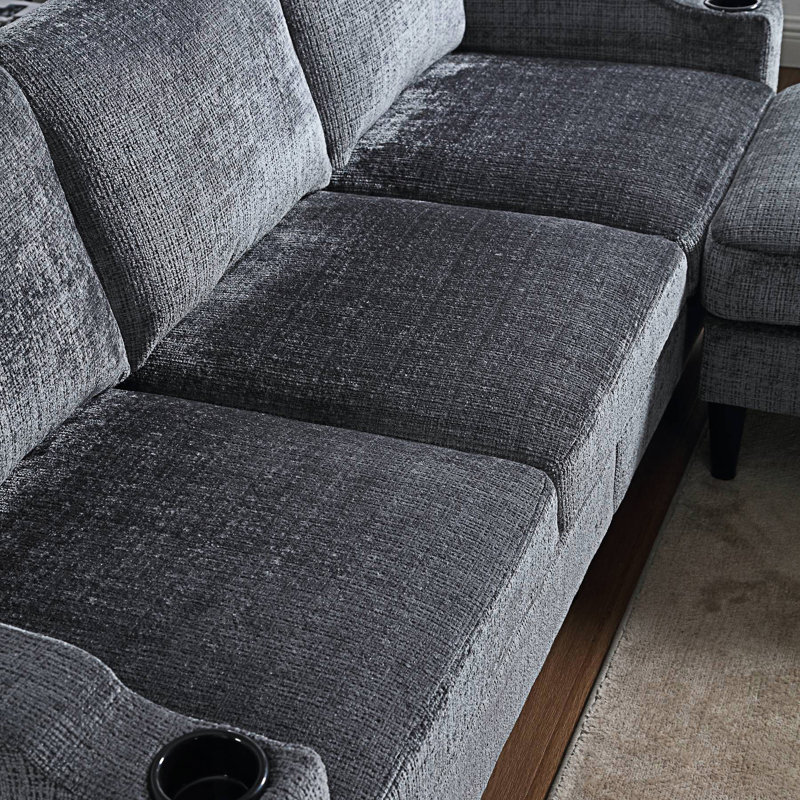 Canapé modulaire avec deux porte-gobelets, Gris
