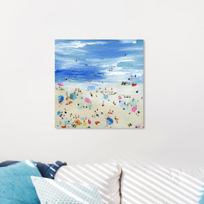 Nautique et bord de mer, plage bondée, reproduction d'art sur toile tendue