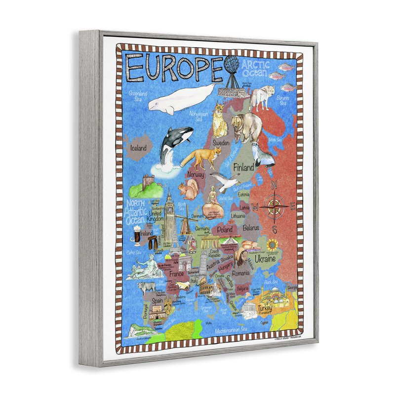 «Europe Animal Map», estampe numérique par Marley Ungaro, Estampe numérique Farmhouse, H 20 po x l 16 po