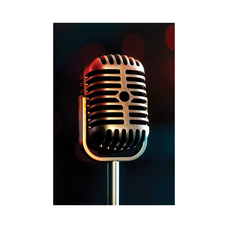 Retro Microphone III by Tom Quartermaine - Wrapped Canvas Print, 20.32 cm H x 30.48 cm W
