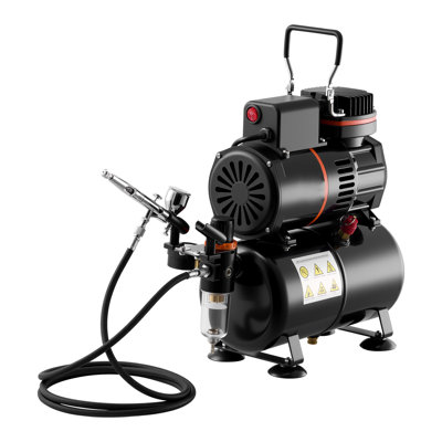 Ensemble d'aérographe, 1/6 HP, ensemble d'aérographe avec compresseur d'air et réservoir, 1 aérographe professionnel à double action avec 1 embout, tuyau, peinture acrylique, 2 ventilateurs, pour la décoration de gâteaux, la peinture modèle, l'art d'ongle