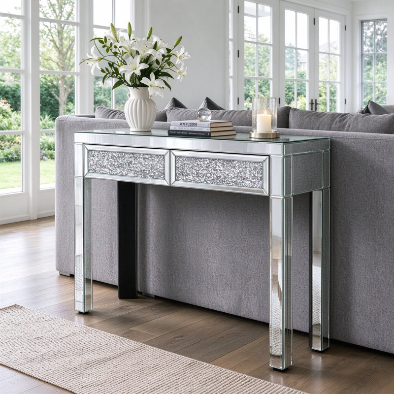 Console à miroir en diamant concassé