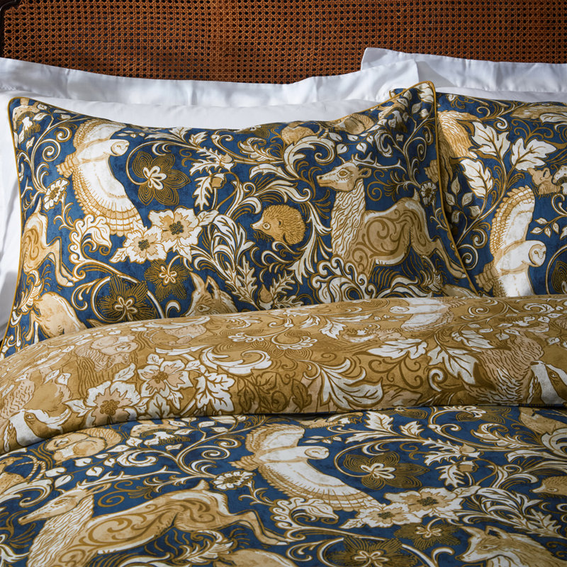 Cotton Animal Print Duvet Cover Set with Pillowcases, Single - 1 Standard Pillowcase, Blue