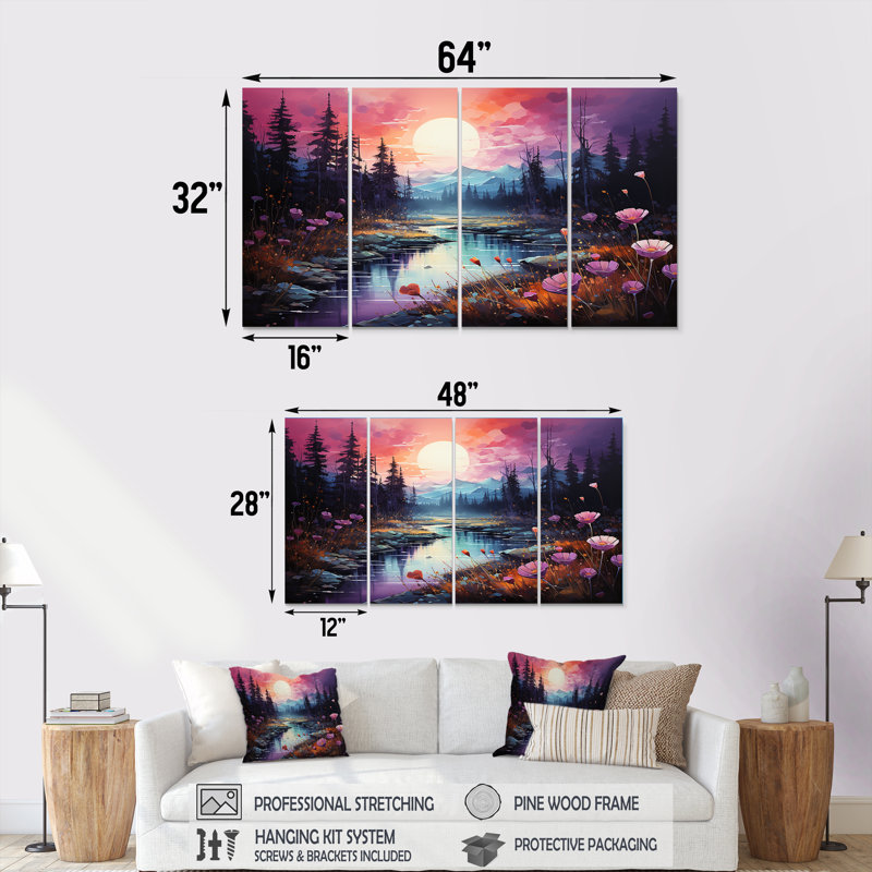 4 pièces d'art mural Northern Light, H 28 po x l 48 po