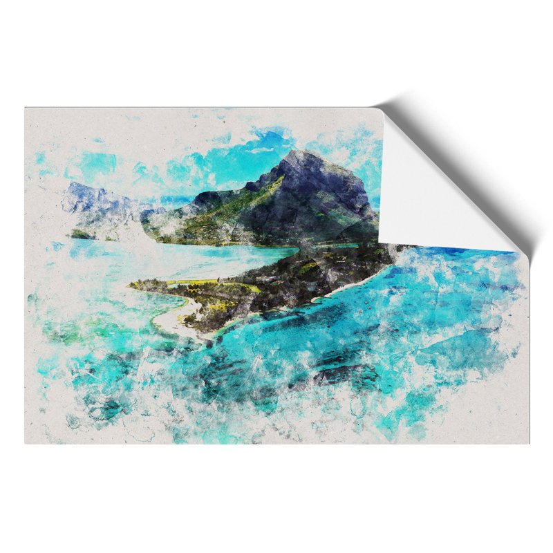 View of Mauritius Watercolour - Frameless Print, 21cm H x 30cm W x 0.1cm D