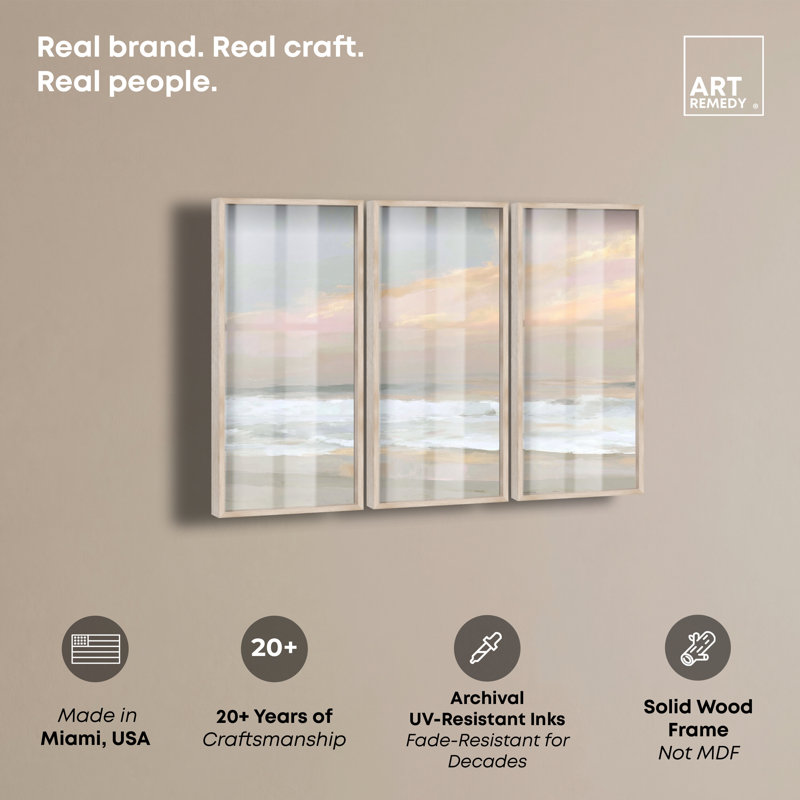 «Brewington Creamy Crest II» par Art Remedy, ensemble de 3, Cadre blond