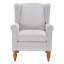 Fauteuil d'appoint à oreilles rembourré beige clair avec table d'appoint ronde en bois d'hévéa-1428402690