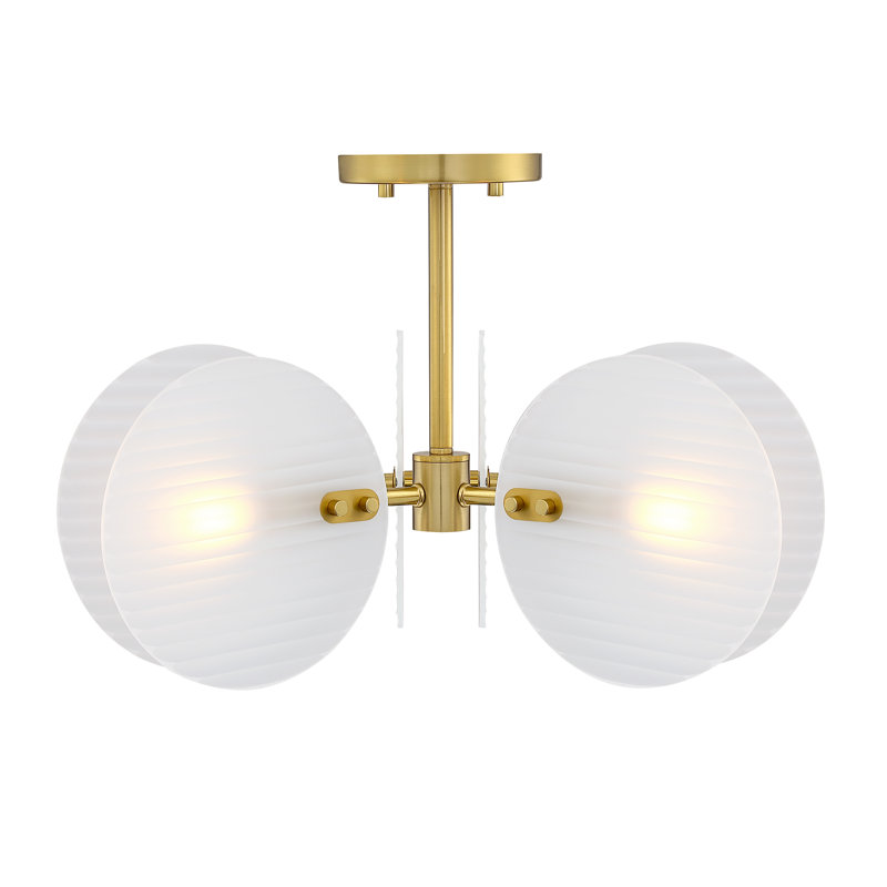 Plafonnier semi-encastré contemporain en or brossé 3 lumières 20,75 po Ishanti