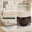 Canapé modulable 2 places d'inspiration cottage, en chenille à volants, avec 2 poufs, dossier capitonné et accoudoirs arrondis, beige-1269377380
