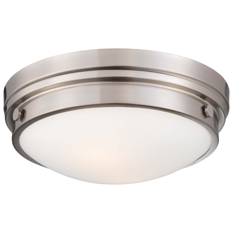 Plafonnier encastré simple 13,25 po à 2 lumières Jarreau, Nickel brossé