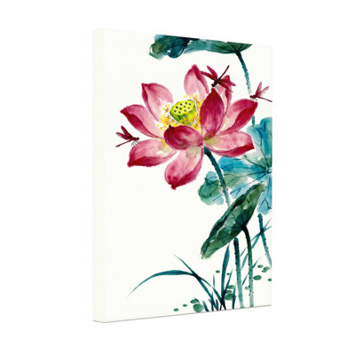 Ensemble de 1 tableau aquarelle Fleur de lotus sur toile tendue