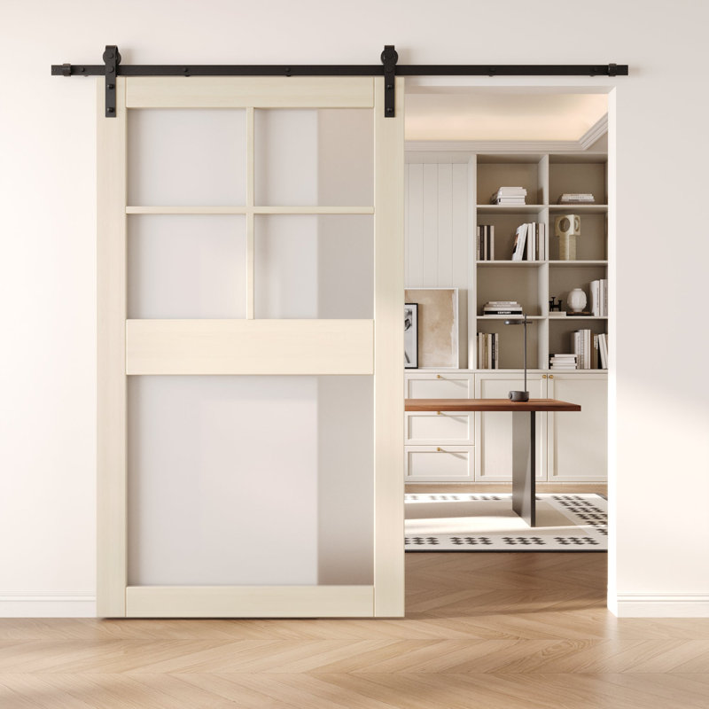 84 Porte de grange coulissante en bois massif non assemblé 84, 50 po x 84 po