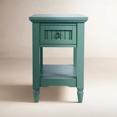 Pearce Modern Farmhouse Chairside End Table with Storage Shelf - Fern Green