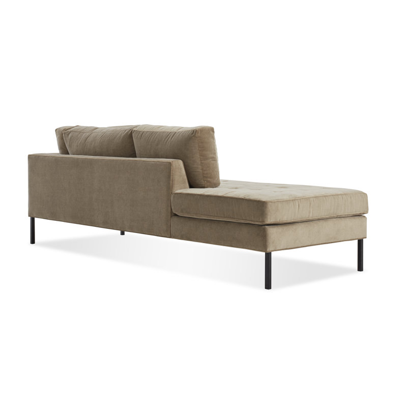 Paramount Chaise Lounge, Sanford Ceramic Crossweave, Stainless Steel, Left Hand Facing
