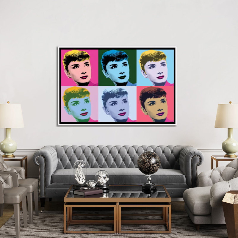 Audrey Hepburn Warhol Sabrina par radio Days-impression d’art graphique, Pas de tapis, H 60 po x l 40po x P 1,5 po