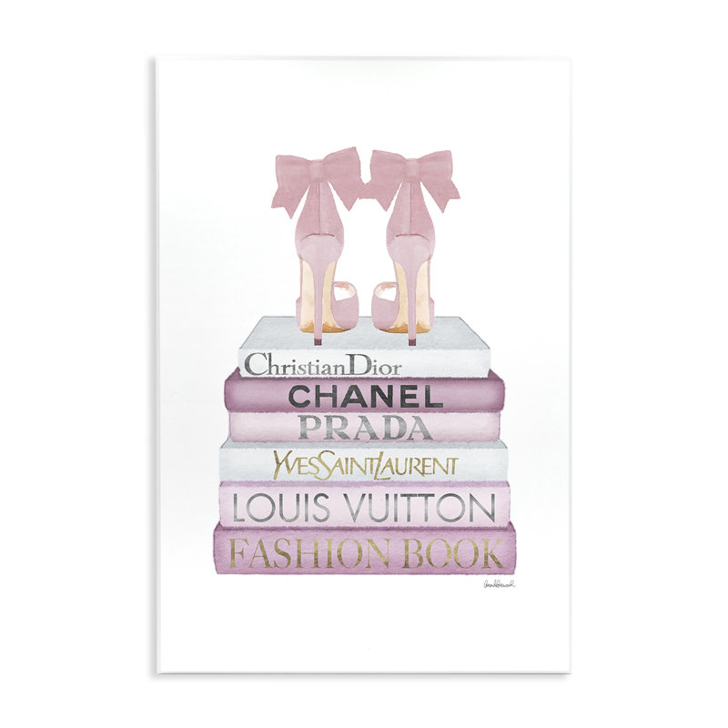 Chaussures de créateur de mode - rose, blanc et art textuel, H 15 po x l 10 po
