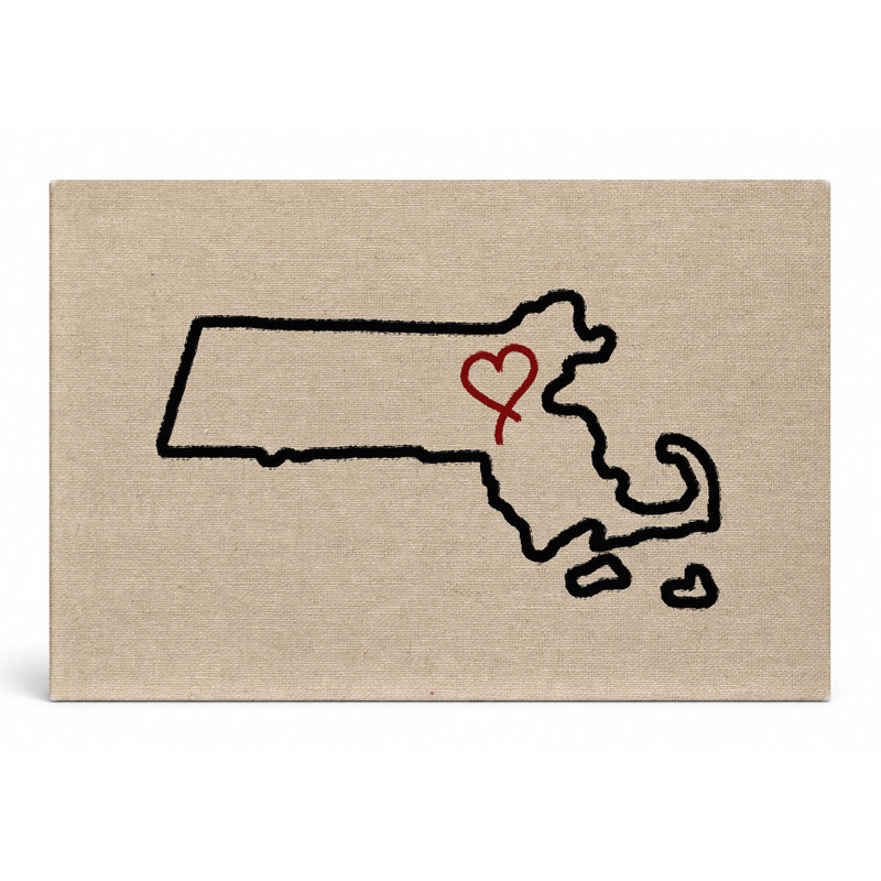 «Love Massachusetts State Outline», art mural sur toile, 36" W x 24" H
